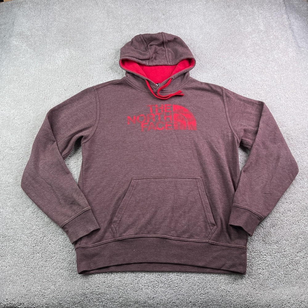 The North Face Hoodie Mens Medium Red‎ Maroon Half Dome Logo Pullover Sweatshirt